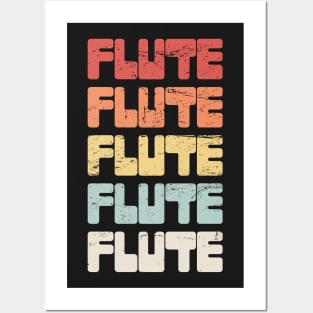 Retro Vintage 70s FLUTE Text Posters and Art